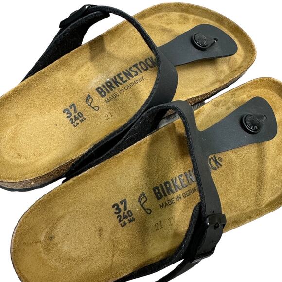 Birkenstock Gizeh Birko-Flor Black Sandals Women's 6 37 Cork Footbed Thong - Picture 4 of 8